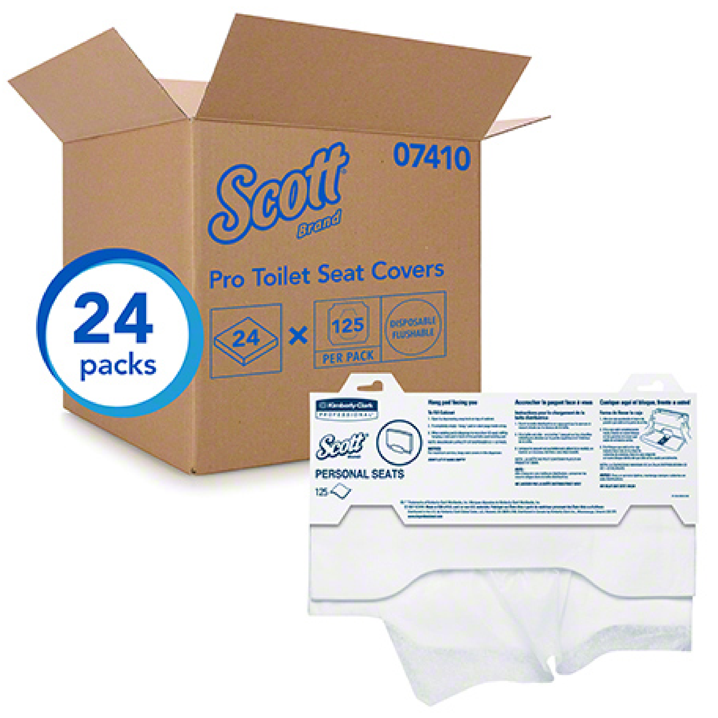SCOTT Personal Disposable SEAT COVER REFILL 24 PACKS X 125PC KCP07410